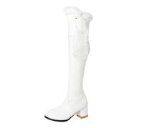 LeaHy Women's Over Knee High Boots Warm Winter Snow Boots Fashion Ladies Fur Lining Boots Heels Thigh High Boots,White,14 UK