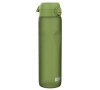 ION8 1 Litre Water Bottle, Leak Proof, Flip Lid, Carry Handle, Rapid Hydration, Dishwasher Safe, BPA Free, Contoured Grip, Ideal for Travel, Gym & Activity, Carbon Neutral Recyclon, 32 oz, Khaki Green