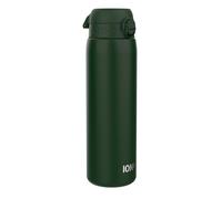ION8 Lightweight 1 Litre Steel Water Bottle, Non-Insulated, Leak Proof, Easy to Open, Secure Lock, Dishwasher Safe, Flip Cover, Carry Handle, Ideal for Travel & Active Lifestyles, Dark Green