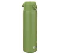 ION8 Lightweight 1 Litre Steel Water Bottle, Non-Insulated, Leak Proof, Easy to Open, Secure Lock, Dishwasher Safe, Flip Cover, Carry Handle, Ideal for Travel & Active Lifestyles, Khaki Green