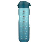 Ion8 1 Litre Water Bottle with Times to Drink, Leak Proof, Flip Lid, Carry Handle, Dishwasher Safe, BPA Free, Soft Touch Contoured Grip, Ideal for Gym, Health and Fitness, 32 oz, Teal & Blue