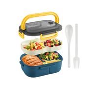 Leak-Proof 1200ML Double-Layer Bento Box for Adults - 3-Compartment Lunch Container, Microwave/Freezer/Dishwasher Safe
