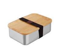 Leak-proof Bamboo Lid, Bamboo Glass Bento Boxes for, Compartment Lunch Box with Travel, Food Storage Containers, Stainless Steel Bento Box for Packing Healthy and Delicious Food (1500 ml, Stainless