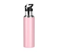 Leak Proof & BPA Free Reusable Water Bottle Insulated Pink Solid Color Pure Plain with Straw Lid Double-Wall Vacuum Insulation for Travel, Camping, Bike 20 oz