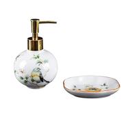 Leak Proof Creative Ceramic Bathroom Two-piece Set Including Soap Dispenser And Dish(White)