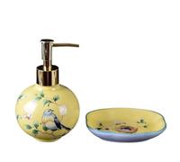 Leak Proof Creative Ceramic Bathroom Two-piece Set Including Soap Dispenser And Dish(Yellow)