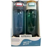 Leak-Proof, Dishwasher Safe, Water Bottles with Lockable Lid - 1000mL, 2 Pack (Green & Grey)