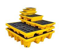 Leak-Proof Drum Spill Containment Platform - 67x67x15cm Heavy-Duty Plastic Pallet for Forklift Trucks, Oil Drum Leakage Tray, Ideal for Hazardous Material Storage