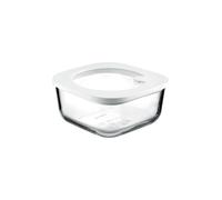 Guzzini - Kitchen Active Design, STORE&MORE GLASS, Leak-proof Glass Fridge/Freezer/Microwave Container (M) - Transparent, 16 x 16 x h7,6 cm | 965 cc - 11330111