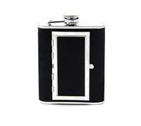 Leak-Proof Hidden Flask with Cigarette Case and Leather Wrapped Cover, Pocket Hidden Flask with Built-in Cigarette Case and Leather Wrapped Cover, Black Hip Flask and Mini Funnel Set