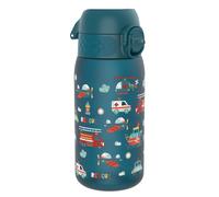 Ion8 Small Water Bottle, Leak Proof, Easy to Open, Secure Lock, Dishwasher Safe, Flip Cover, Carry Handle, Easy Clean, Durable, Water Bottle, Raised Print, Teal, Rescue Vehicles