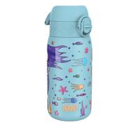 Ion8 Lightweight Steel Kids Water Bottle, 400ml/13oz, Non-Insulated, Leak Proof, Easy to Open, Secure Lock, Dishwasher Safe, Fits Cup Holders, Carry Handle, Metal Water Bottle, Blue, Mermaids