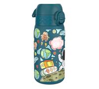 Ion8 Lightweight Steel Kids Water Bottle, 400ml/13oz, Non-Insulated, Leak Proof, Easy to Open, Secure Lock, Dishwasher Safe, Fits Cup Holders, Carry Handle, Metal Water Bottle, Blue, Space