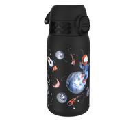 Ion8 Kids Water Bottle, Steel 400 ml/13 oz, Leak Proof, Easy to Open, Secure Lock, Dishwasher Safe, Flip Cover, Carry Handle, Easy Clean, Durable, Metal Water Bottle, Raised Print, Space Travel