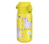 ION8 Kids Water Bottle, Lightweight Steel, 400 ml/13 oz, Leak Proof, Non-Insulated, Easy to Open,Secure Lock, Dishwasher Safe, Flip Cover, Carry Handle, Easy Clean, Metal Water Bottle, Yellow Unicorns