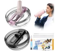 Leak Proof Lid for Stanley, 2 Pack 30oz Detachable ProTour Lid with Stanley Quencher, Flip Straw Lid for Stanley, No Spill 30 oz Tumbler Lids for Stanley, BFA-FREE Cup Accessories for Stanley
