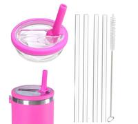 Leak Proof Lid for Stanley Cup,1 Pack 30 oz Tumbler Flip Straw Lid Replacement fit for Stanley Quencher H2.0 0.89L, Not Fit to IceFlow 0.89L,Reusable Lid Sets with 4 Straws and 1 Cleaning Brush