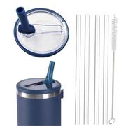 Leak Proof Lid for Stanley Cup,1 Pack 30 oz Tumbler Flip Straw Lid Replacement fit for Stanley Quencher H2.0 0.89L, Not Fit to IceFlow 0.89L,Reusable Lid Sets with 4 Straws and 1 Cleaning Brush