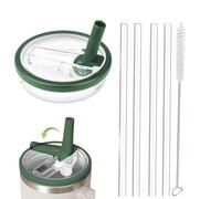 Leak Proof Lid for Stanley Cup,1 Pack 30 oz Tumbler Flip Straw Lid Replacement fit for Stanley Quencher H2.0 0.89L, Not Fit to IceFlow 0.89L,Reusable Lid Sets with 4 Straws and 1 Cleaning Brush
