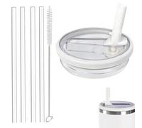 Leak Proof Lid for Stanley Cup,Stanley Cup Lid Replacement,Stanley Flip Straw Lid,40 oz Tumbler Flip Straw Lid Replacement fit for Stanley Quencher 1.2L with 4 Straws and 1 Cleaning Brush