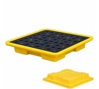 Leak-Proof Modular Spill Containment Tray with Grating - Heavy-Duty Platform for Oil & Chemical Drums, Industrial Spill Prevention Pallet