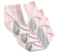 Leak-Proof Pants for Urinary Incontinence, Plus Size Physiological Pants, Reusable Underwear for Urinary Incontinence Pants, Cotton, Adult Women Panties, 3 Pack
