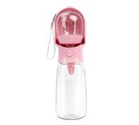 Leak-Proof Portable Dog Water Bottle, 500ml Outdoor Pet Water Dispenser with One-Hand Button - Anti-Bacterial Travel Cup for Dogs/Cats on Walks(Pink)