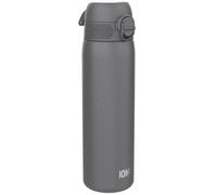 ION8 Vacuum Insulated Steel Water Bottle, 500 ml/17 oz, Leak Proof, Easy to Open, Secure Lock, Dishwasher Safe, Fits Cup Holders, Carry Handle, Scratch Resistant, Metal Water Bottle, Grey