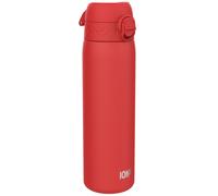 ION8 Vacuum Insulated Steel Water Bottle, 500 ml/17 oz, Leak Proof, Easy to Open, Secure Lock, Dishwasher Safe, Fits Cup Holders, Carry Handle, Scratch Resistant, Metal Water Bottle, Red