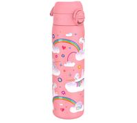 Ion8 Vacuum Insulated Steel Water Bottle, 500 ml/17 oz, Leak Proof, Easy to Open, Secure Lock, Dishwasher Safe, Fits Cup Holders, Carry Handle, Scratch Resistant, Metal Water Bottle, Unicorn Rainbows