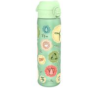 Ion8 Water Bottle, 500ml/18oz, Slim Leak Proof & BPA-Free Drinking Bottle, Secure Lock Prevents Spills, Dishwasher Safe, Carry Handle, Ideal for Adults & Kids - Travel, Gym & School, Green, Eco