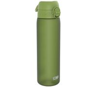 Ion8 Water Bottle, 500 ml/18 oz, Leak Proof, Easy to Open, Secure Lock, Dishwasher Safe, BPA Free, Hygienic Flip Cover, Carry Handle, Fits Cup Holders, Easy Clean, Carbon Neutral, Khaki Green