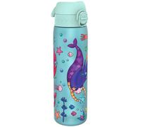 Ion8 Water Bottle, 500ml/18oz, Slim Leak Proof & BPA-Free Drinking Bottle, Secure Lock Prevents Spills, Dishwasher Safe, Carry Handle, Ideal for Adults & Kids - Travel, Gym & School, Mermaids Design