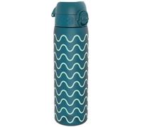 Ion8 Water Bottle, 500ml/18oz, Slim Leak Proof & BPA-Free Drinking Bottle, Secure Lock Prevents Spills, Dishwasher Safe, Carry Handle, Ideal for Adults & Kids - Travel, Gym & School, Waves
