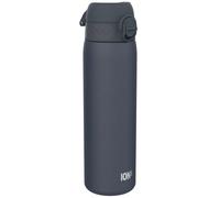 ION8 Lightweight Steel Water Bottle, 600 ml/20 oz, Non-Insulated, Leak Proof, Easy to Open, Secure Lock, Dishwasher Safe, Flip Cover, Fits Cup Holders, Carry Handle, Metal Water Bottle, Ash Navy