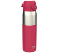 ION8 Lightweight Steel Water Bottle, 600ml/20oz, Non-Insulated, Leak Proof, Easy to Open, Secure Lock, Dishwasher Safe,Flip Cover, Fits Cup Holders, Metal Water Bottle, Half Cut Viva Magenta