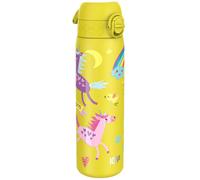 ION8 Lightweight Steel Water Bottle, 600 ml/20 oz, Non-Insulated, Leak Proof, Easy to Open, Secure Lock, Dishwasher Safe, Flip Cover, Fits Cup Holders, Carry Handle, Metal Water Bottle,Yellow Unicorns