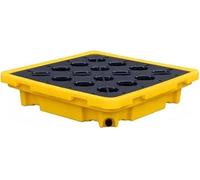 Leak-Proof Spill Containment Platform Modular Spill Control Platform, Stackable Oil Drum Containment Pallet with Drain & Forklift Access - Industrial Grating Tray for Safe Liquid Management,