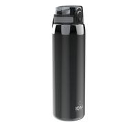 Ion8 Lightweight 1 Litre Steel Water Bottle, Non-Insulated, Leak Proof, Easy to Open, Secure Lock, Dishwasher Safe, Flip Cover, Carry Handle, Ideal for Travel & Active Lifestyles, Metallic Grey