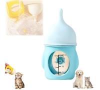 Leak-Proof Squeezable Kitten Bottle, Silicone Kitten Bottle Feeding Kit, Newborn KittenBottle, Anti-Choking Air Valve for Flow Control for Nursing Puppy and Cat Milk (Light Blue, 20 mL)