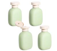 Leak-Proof Squeeze Travel Container, Pack of 4, 100 ml, Refillable Plastic Travel Bottles Set, Empty Bottles for Filling for Shampoo, Shower Gel, Lotion, Hand Luggage, Travel Size, Green