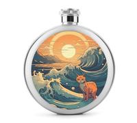 Leak Proof Stainless Steel 5 Oz Flask Anime Style Cat Printed Whiskey Flask Liquor Bottle Hip Flasks Liquor Canteen for Wedding Christmas Gifts