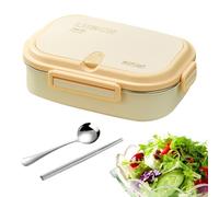 Leak-proof stainless steel bread box, stainless steel container for lunch, microwave-safe, divided, leak-proof, large capacity with chopsticks, spoon, food storage for work, picnics