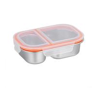 Leak Proof Stainless Steel Dual Compartment Snack Container Lunch Box for Keeping Snacks and Dips Separate Suitable for Outdoor and Indoor Use (White)