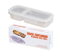 Leak Proof Stainless Steel Food Container with 2 and 3 Compartments, Snack Box with Secure Lids for Organized Lunch and Snack Storage (White 2Compartment)