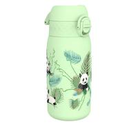 Ion8 Vacuum Insulated Steel Water Bottle, 320 ml/11 oz, Leak Proof, Easy to Open, Secure Lock, Dishwasher Safe, Carry Handle, Metal Water Bottle, ThermoShield Stainless Steel, Green, Pandas