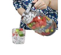 Leak Resistant Food Preserving Jar 950ml | Glass Beverage Jar with Lid and Handle - for Apartment Kitchen Pantry Fridge Juice Yogurt Milk Coffee