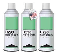 Leak Saver R290 Refrigerant 3-Pack - 8oz Upright Charging Self Sealing Can - Can Stand Upright While Charging - Made in The USA (Adapter Not Included)