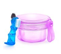 Leakproof Denture Case Purple Denture Soaking Cup False Teeth Container, Dental Denture Bath Holder Storage Box Retainer Cleaner Case for Traveling - Leak Proof and Lid Waterproof