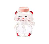 Leakproof Glass Drinking Cup with Built in Straw Lovely Bear Shape User Friendly Materials Ideal for Home Gym School Lovely Bear Shaped Glass Tumblers with Straw Leak Proof Lid Sturdy User Friendly